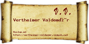Vertheimer Valdemár névjegykártya